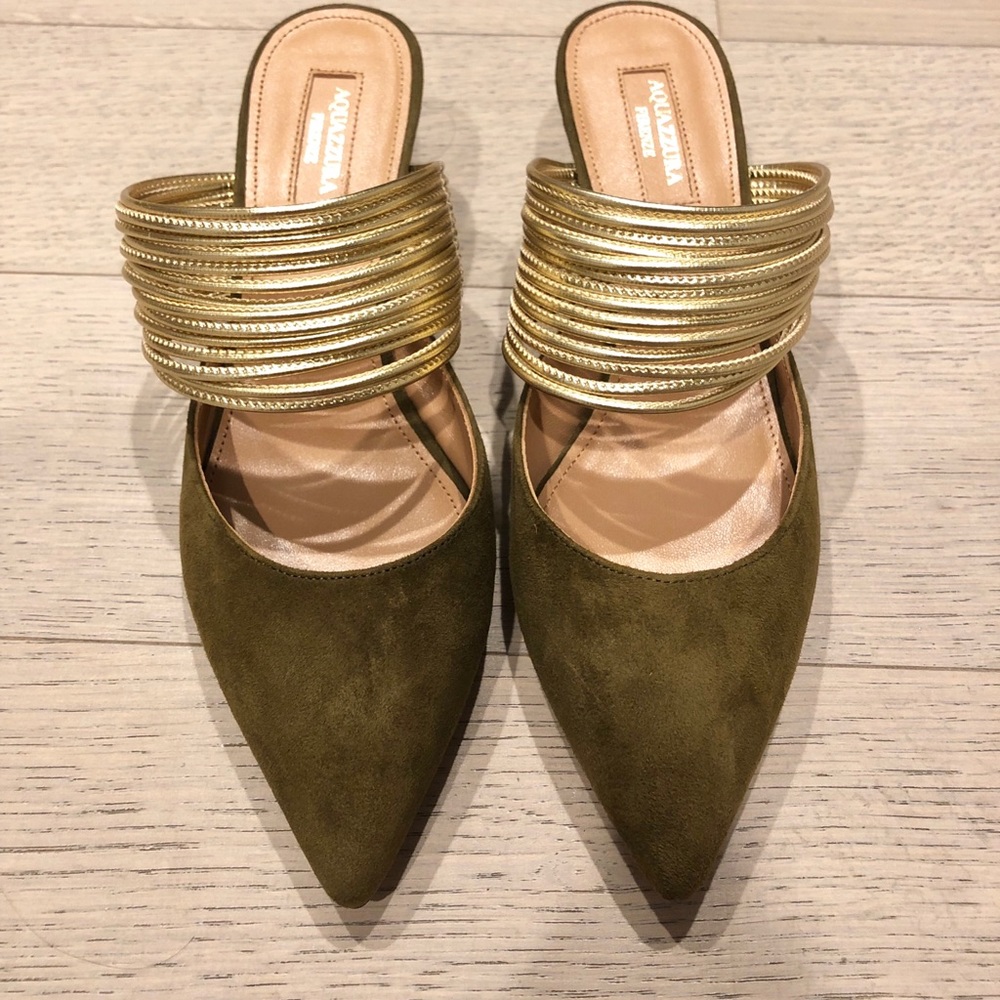 Aquazzura rendez vous strappy leather suede mules